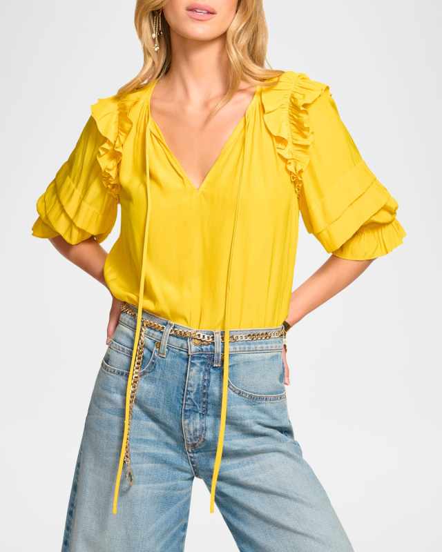 Samira Ruffle-Trim Blous